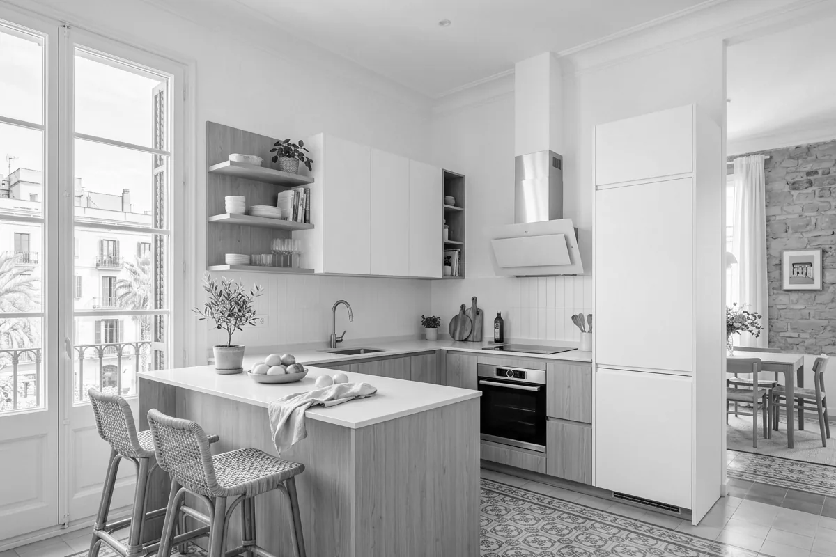 Interior rehabilitado de una vivienda en el Eixample